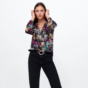 Zara Tropical Print Blouse